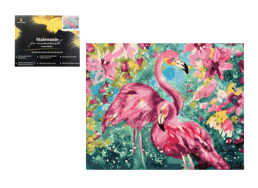 Malowanie po numerach Flamingi w kolorach