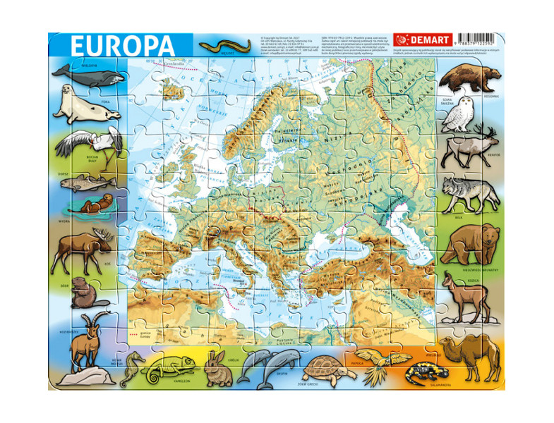 Puzzle ramkowe Europa fizyczna