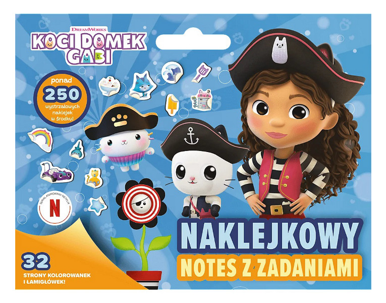 Koci Domek Gabi. Naklejkowy napis z zadaniami