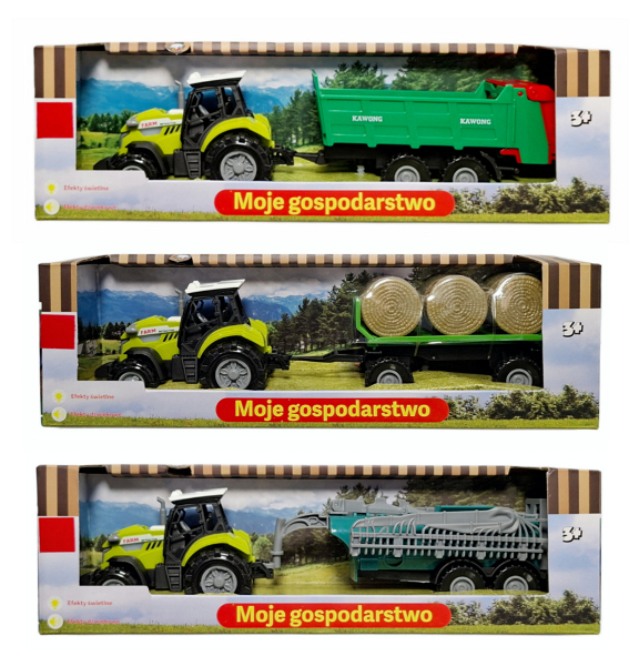 Traktor z przyczepą ze światłem i dźwiękiem