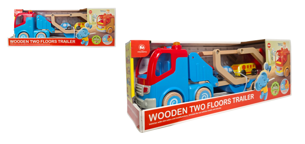 Zabawka dla malucha pojazd laweta z 2 pojazdami