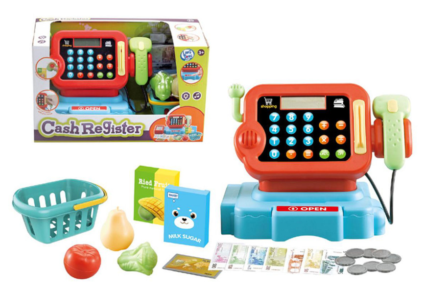 Kasa sklepowa z kalkulatorem i akcesoriami