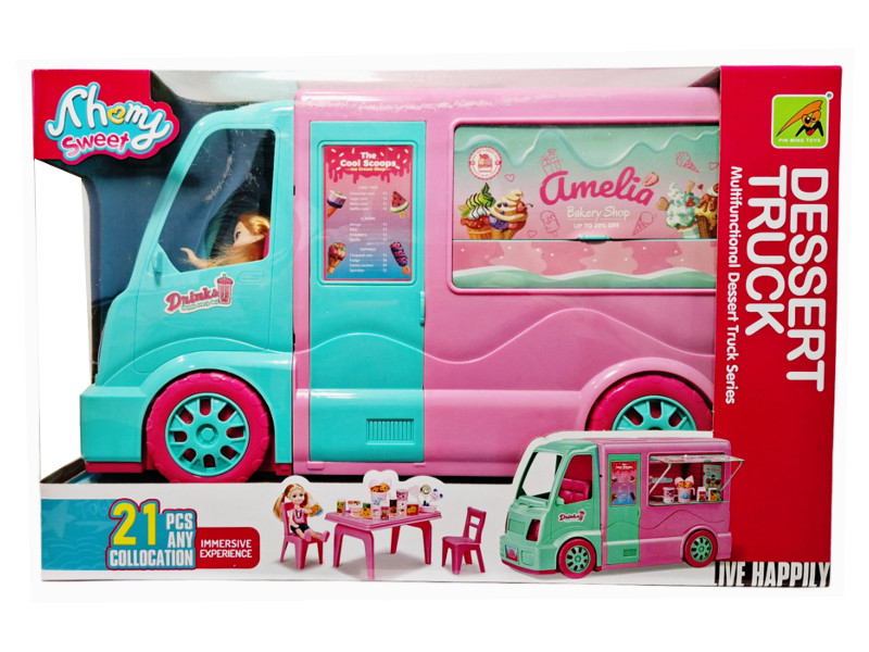 Akcesoria dla lalki food truck lodziarnia z akcesoriami