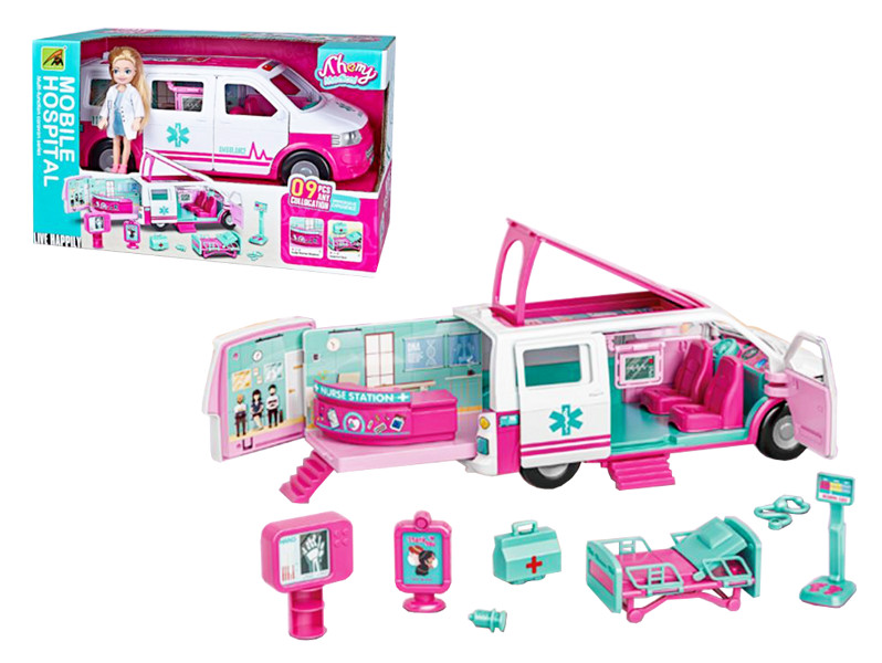 Akcesoria dla lalki ambulans z akcesoriami i lalką