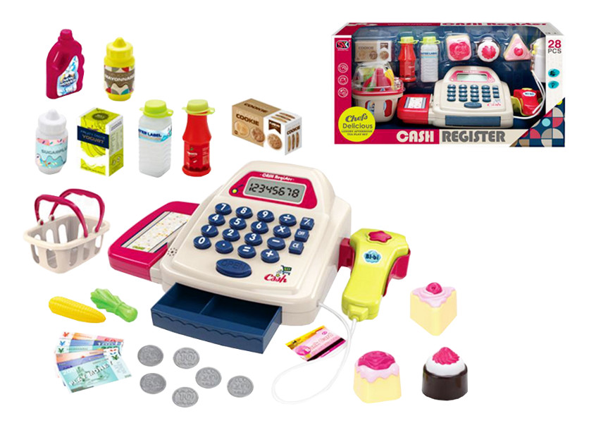 Kasa sklepowa ze skanerem, kalkulatorem i akcesoriami