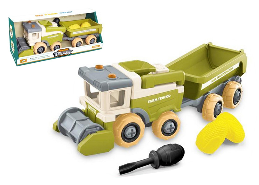 Zestaw rolniczy do skręcania kombajn z przyczepą i warzywami