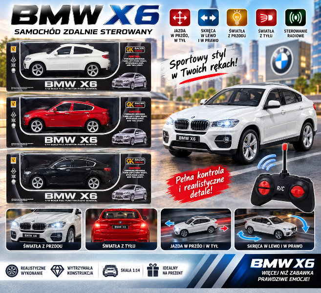 Pojazd auto BMW X6 sterowane pilotem