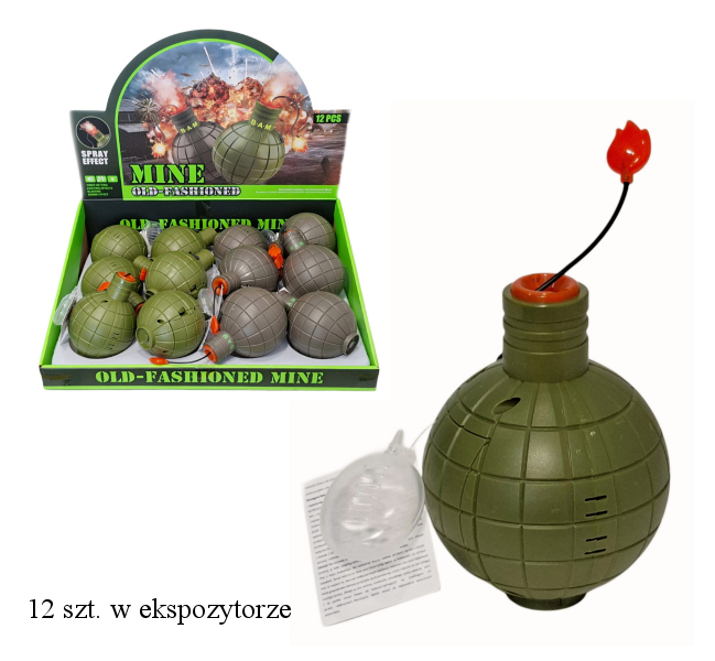 Zestaw militarny zabawka granat z zawleczką z efektem dymu ,z elementami światło i dźwięk