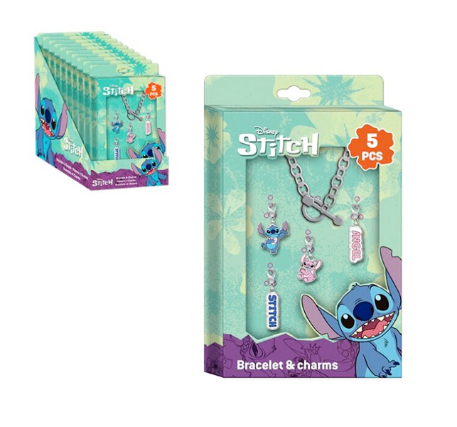 Zestaw metalowa bransoletka z zawieszkami Stitch 5 elementów