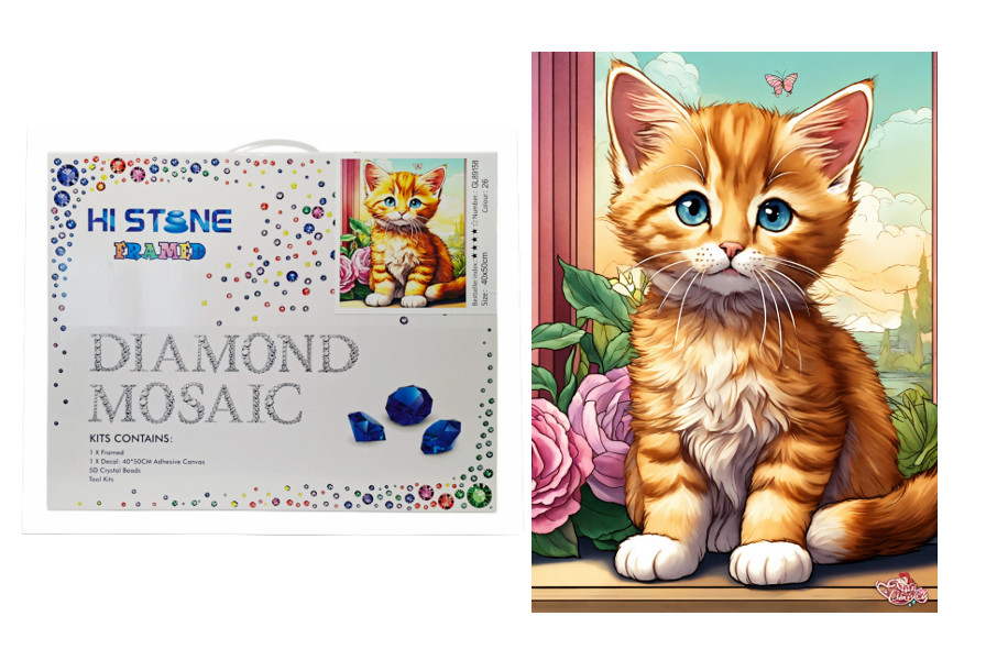 Mozaika diamentowa Kotek