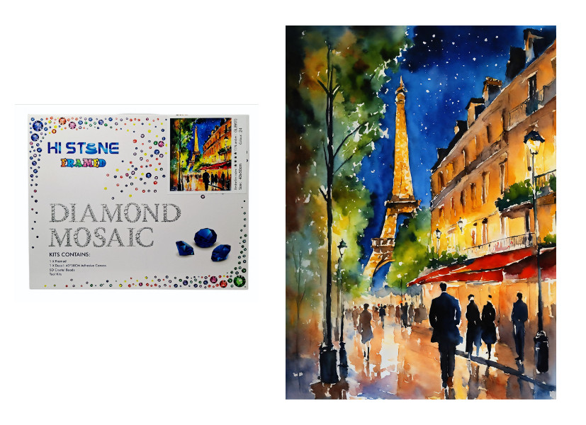 Mozaika diamentowa Paryż nocą