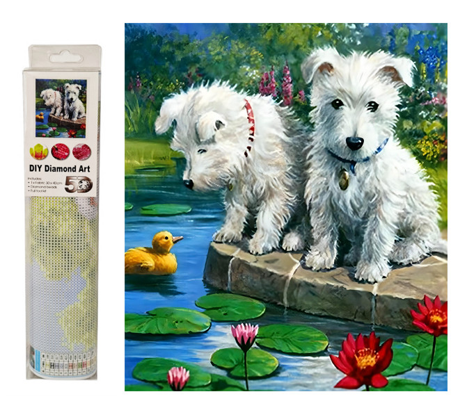 Mozaika diamentowa pieski nad wodą M42048