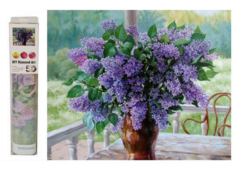 Mozaika diamentowa bzy w wazonie J50326