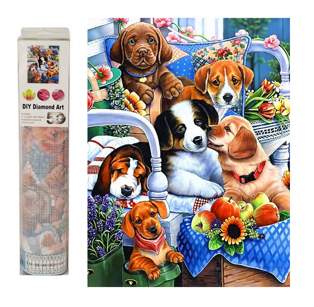 Mozaika diamentowa pieski J50458