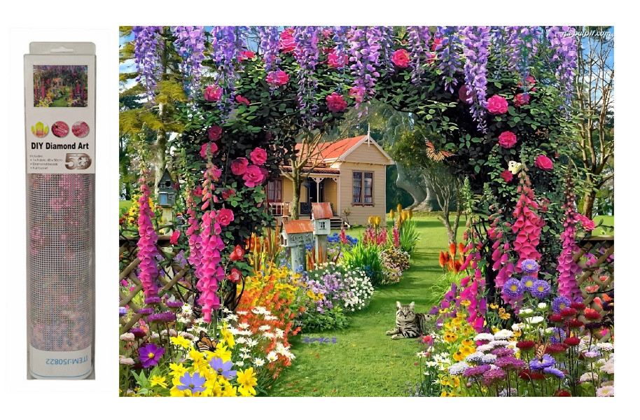 Mozaika diamentowa domek z ogrodem J50822