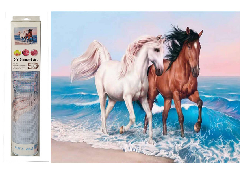 Mozaika diamentowa konie galopujące w morzu J51039
