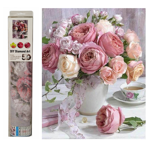 Mozaika diamentowa kwiaty w wazonie J51043