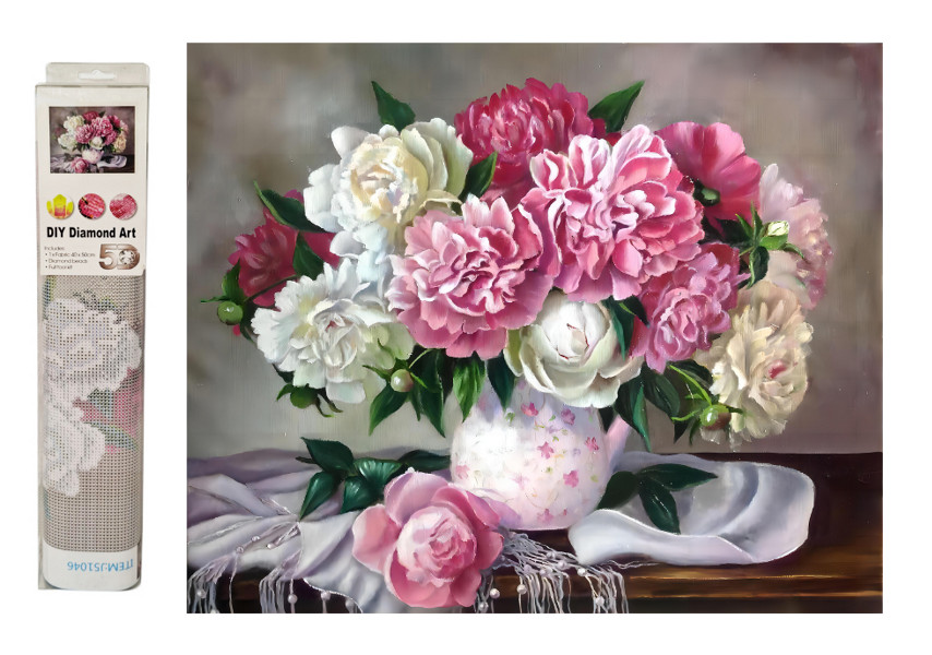 Mozaika diamentowa kwiaty w wazonie J51046