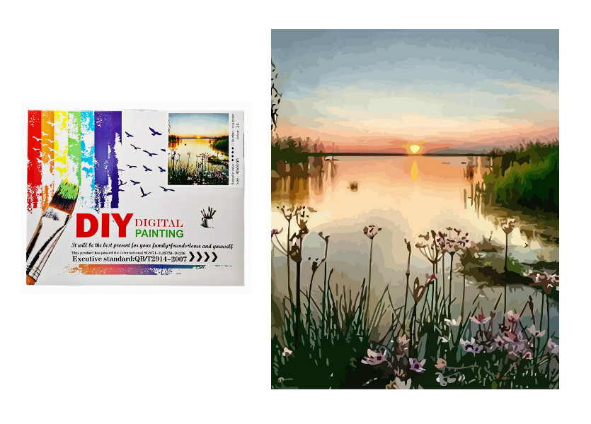 Malowanie po numerach Zachód słońca nad jeziorem 30287