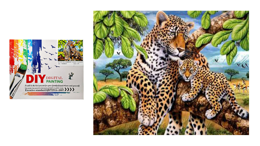 Malowanie po numerach Gepardy na drzewie 30370