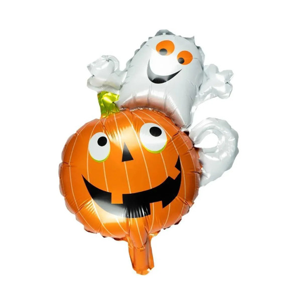 Halloweenowy balon foliowy figurka -dynia i duszek