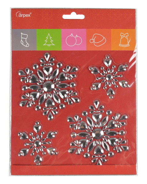 Święta Srebrzyste śnieżynki samoprzylepne