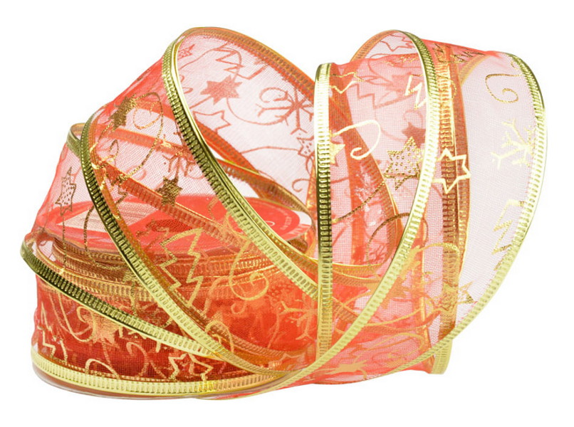 Święta Taśma dekoracyjna na szpuli czerwona