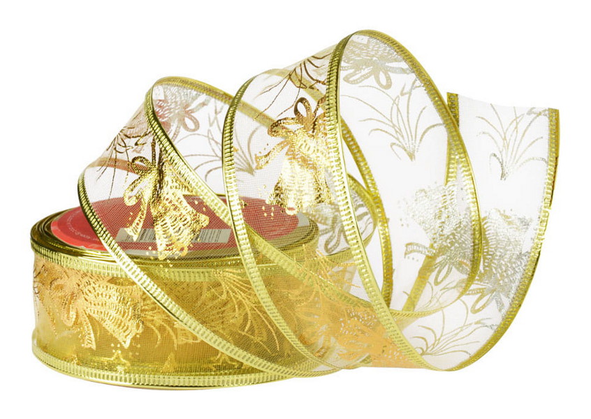 Święta Taśma dekoracyjna na szpuli złota