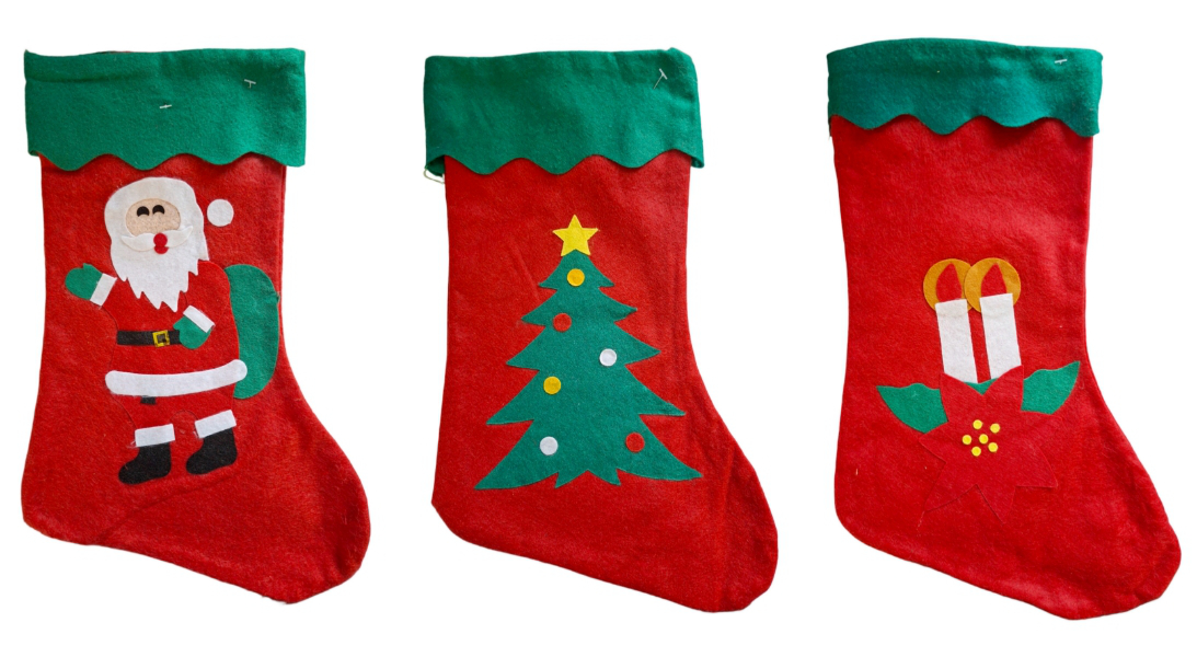 Skarpeta na prezenty z aplikacją na Święta