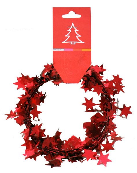 Święta Łańcuch z gwiazdkami czerwony