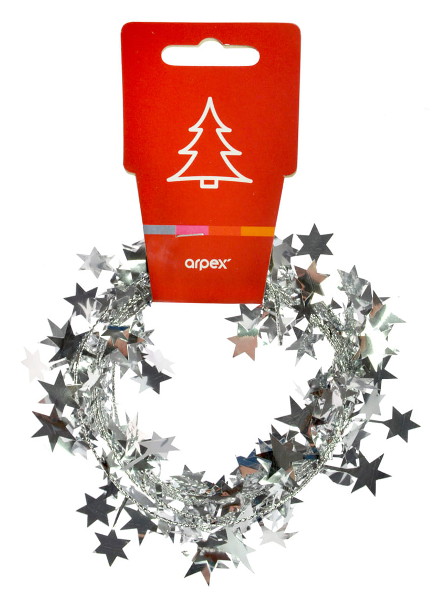 Święta Łańcuch z gwiazdkami srebrny