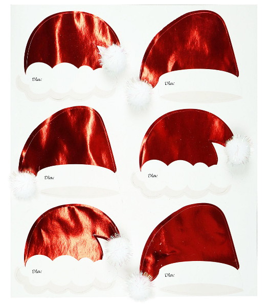 Święta Bileciki na prezenty - czapki Mikołaja