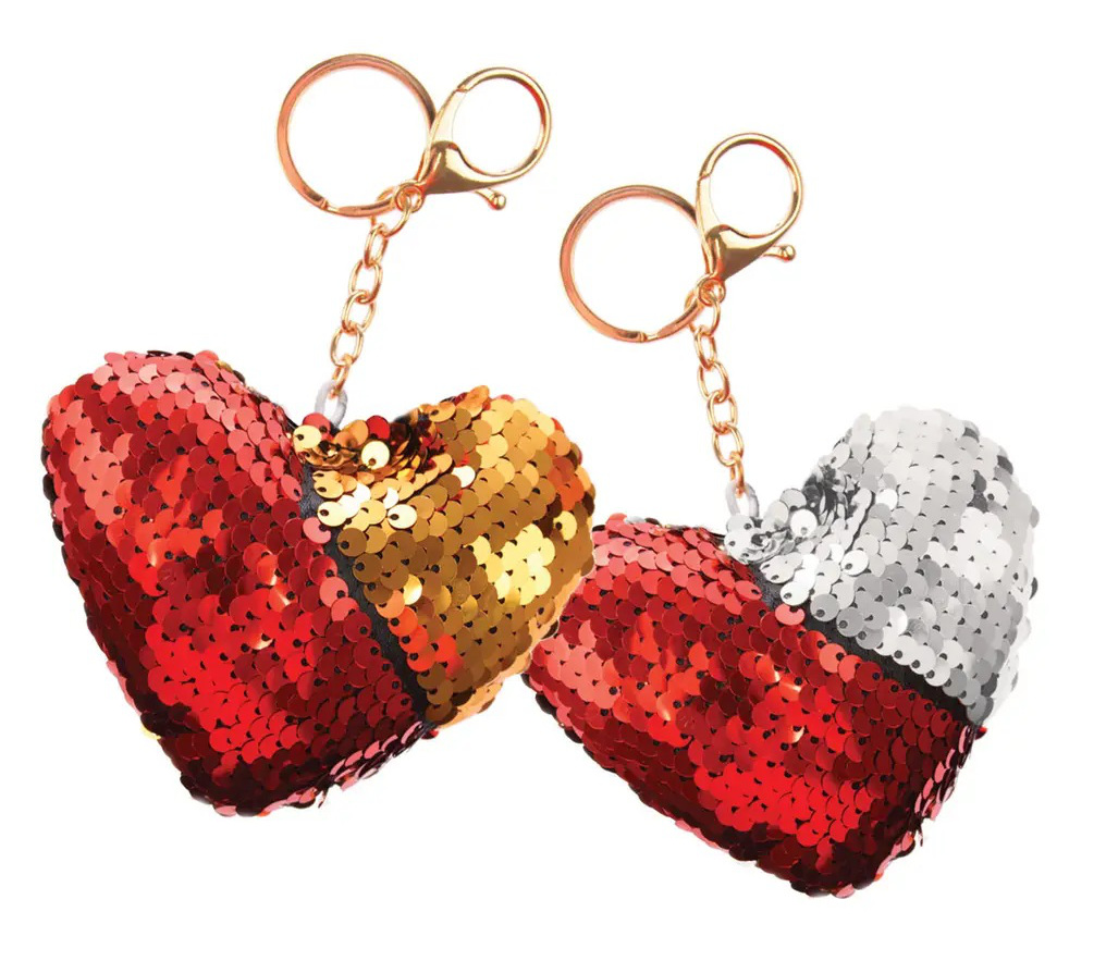 Breloczek serduszko cekiny dwustronne