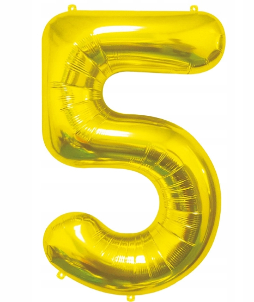 Balon foliowy Cyfra 5, złota 85cm