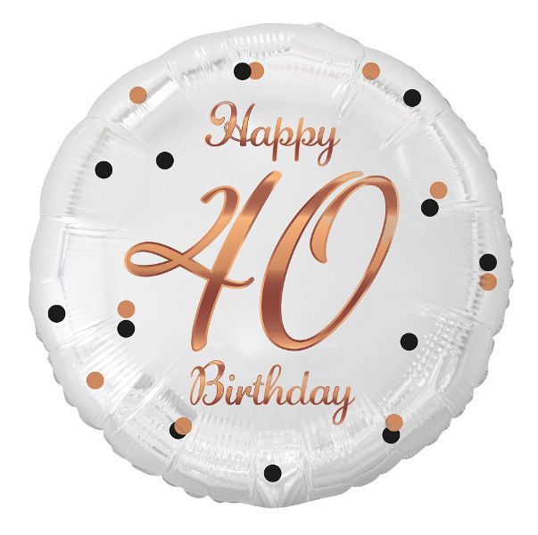 Balon foliowy Happy 40 Birthday biały 18 cali