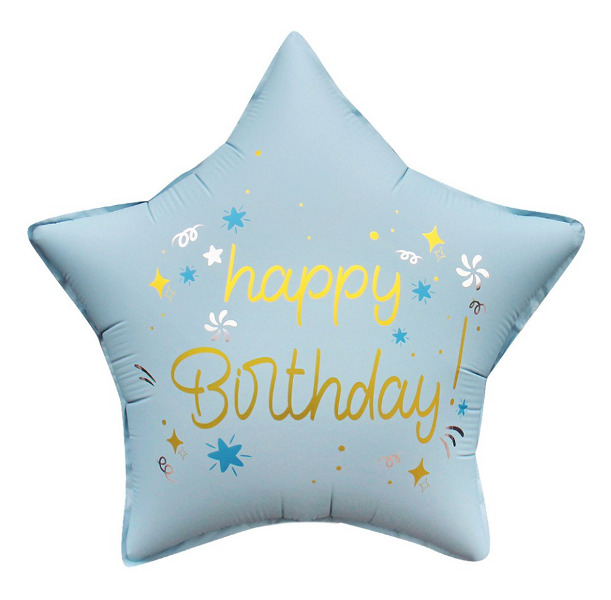 Balon foliowy Happy Birthday gwiazda matowa 18