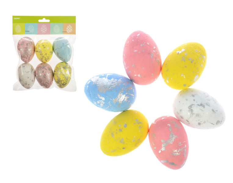 Ozdoba Wielkanocna jajka nakrapiane posrebrzane 6 kolorów zawieszka