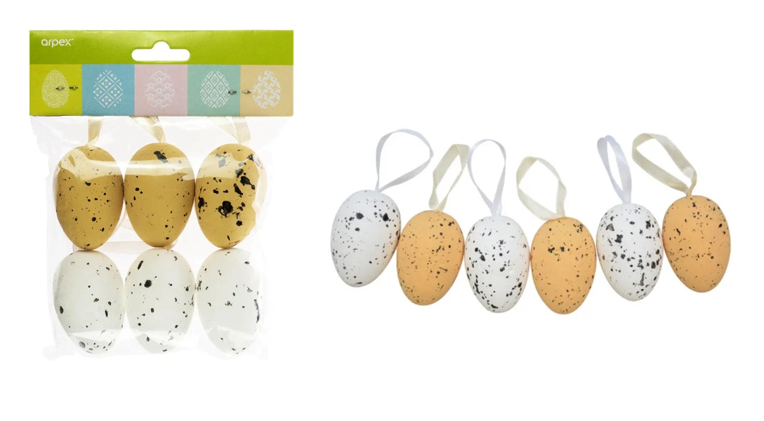 Ozdoba Wielkanocna jajka nakrapiane 6 szt zawieszka