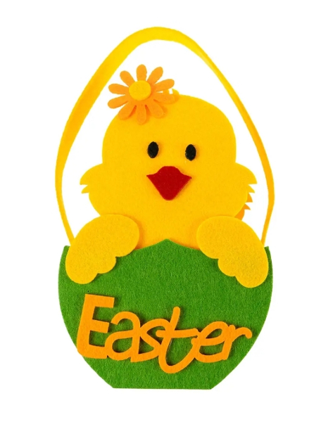 Koszyczek Wielkanocny duży filcowy kurczaczek