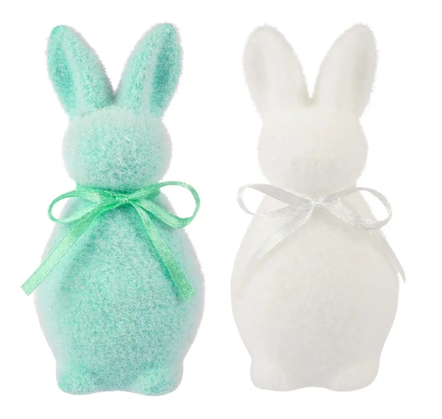 Ozdoba Wielkanocna zajączek 10cm flokowany 2 szt zawieszka