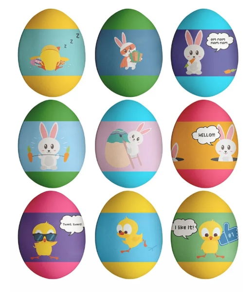 Zestaw 9 szt owijek na jajka Wielkanocne wesołe zwierzątka
