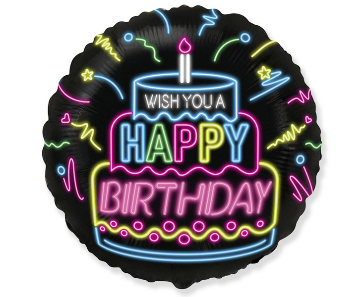 Balon foliowy Happy Birthday NEON